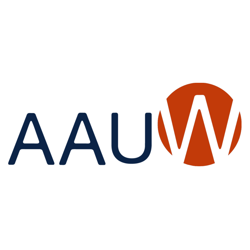 AAAUW Logo. It is comprised of blue letters and a red W on a white background.